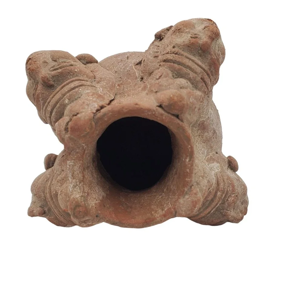 Small Perpetual Faces Vase Terracotta Multi Heads Anthropomorphic Art Pottery